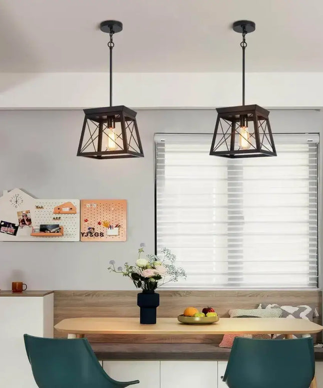 Farmhouse Pendant Light Rustic Lantern Chandelier Black - Home & Garden > Lighting