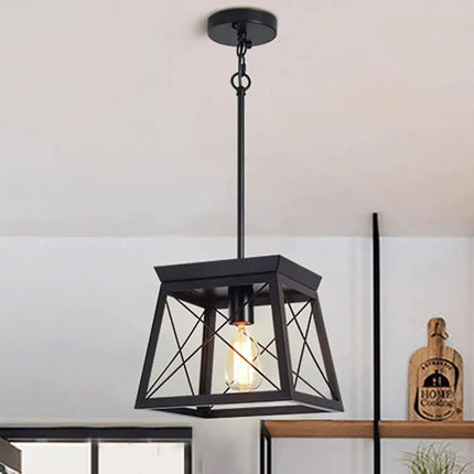 Farmhouse Pendant Light Rustic Lantern Chandelier Black - Home & Garden > Lighting