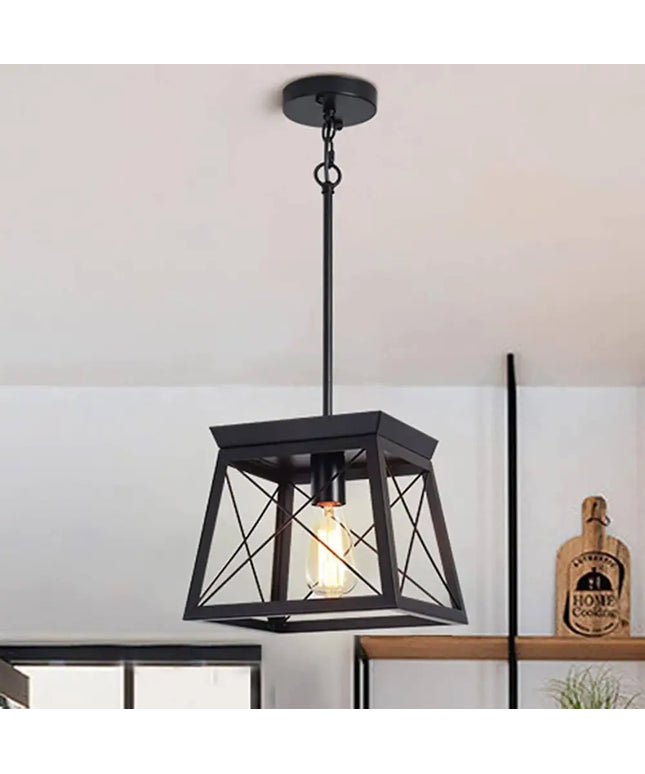 Farmhouse Pendant Light Rustic Lantern Chandelier Black - Home & Garden > Lighting