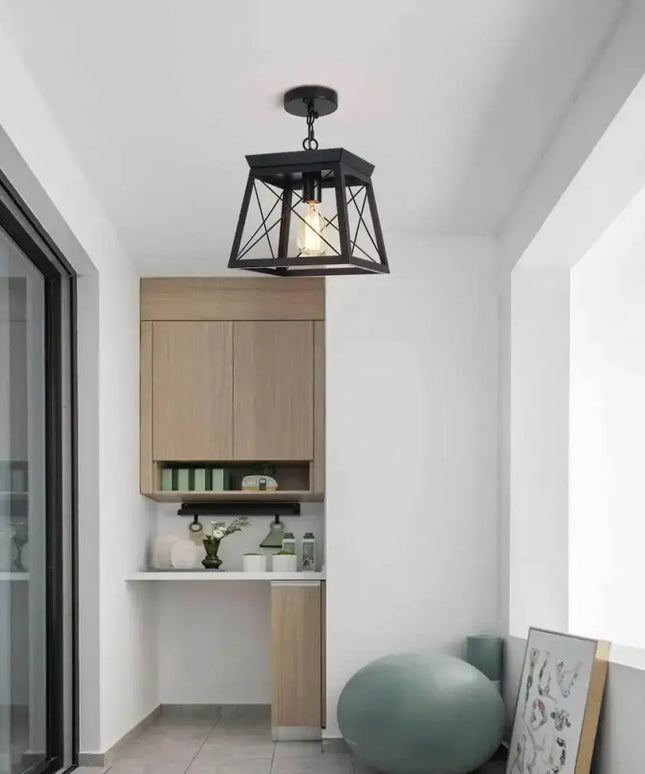Farmhouse Pendant Light Rustic Lantern Chandelier Black - Home & Garden > Lighting