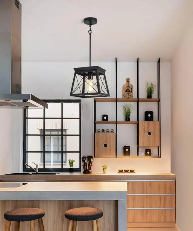 Farmhouse Pendant Light Rustic Lantern Chandelier Black - Home & Garden > Lighting