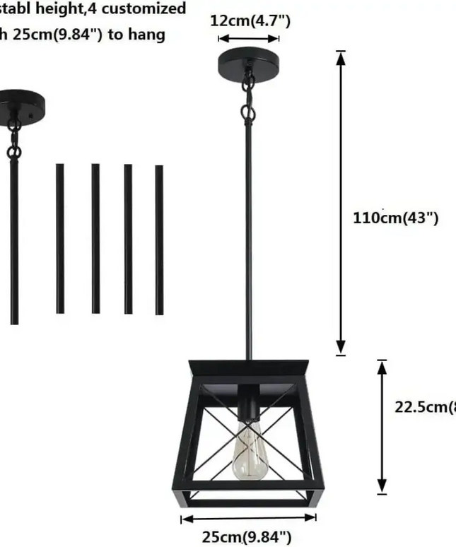 Farmhouse Pendant Light Rustic Lantern Chandelier Black - Home & Garden > Lighting