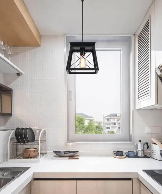 Farmhouse Pendant Light Rustic Lantern Chandelier Black - Home & Garden > Lighting