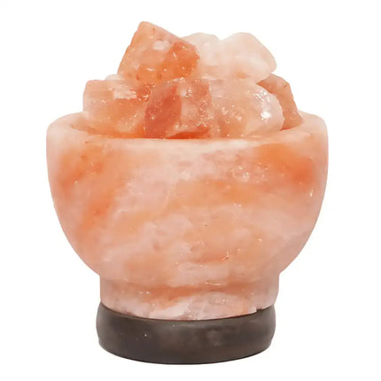 Fire Bowl Himalayan Salt Lamp – Timber Base (12V – 12W) - Home & Garden > Lighting > Night Lights & Ambient Lighting - The Himalayan Salt Collective
