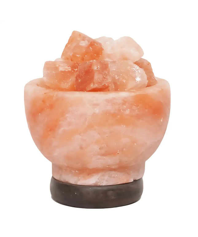 Fire Bowl Himalayan Salt Lamp – Timber Base (12V – 12W) - Home & Garden > Lighting > Night Lights & Ambient Lighting - The Himalayan Salt Collective