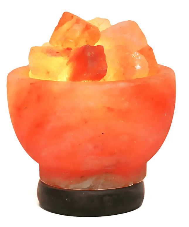 Fire Bowl Himalayan Salt Lamp – Timber Base (12V – 12W) - Home & Garden > Lighting > Night Lights & Ambient Lighting - The Himalayan Salt Collective
