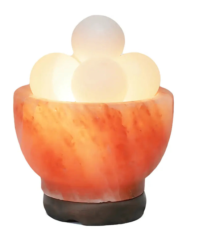 Fire Bowl Himalayan Salt Lamp with White Salt Spheres (12V - 12W) - Home & Garden > Lighting > Night Lights & Ambient Lighting - The Himalayan Salt Collective