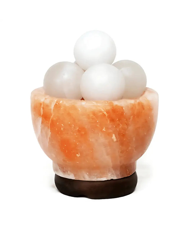 Fire Bowl Himalayan Salt Lamp with White Salt Spheres (12V - 12W) - Home & Garden > Lighting > Night Lights & Ambient Lighting - The Himalayan Salt Collective