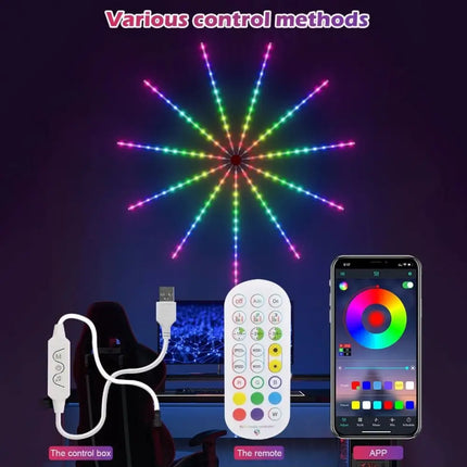 Firework Strip Lights Dream Color RGB Smart Music Sync APP+Remote Control--Dropli