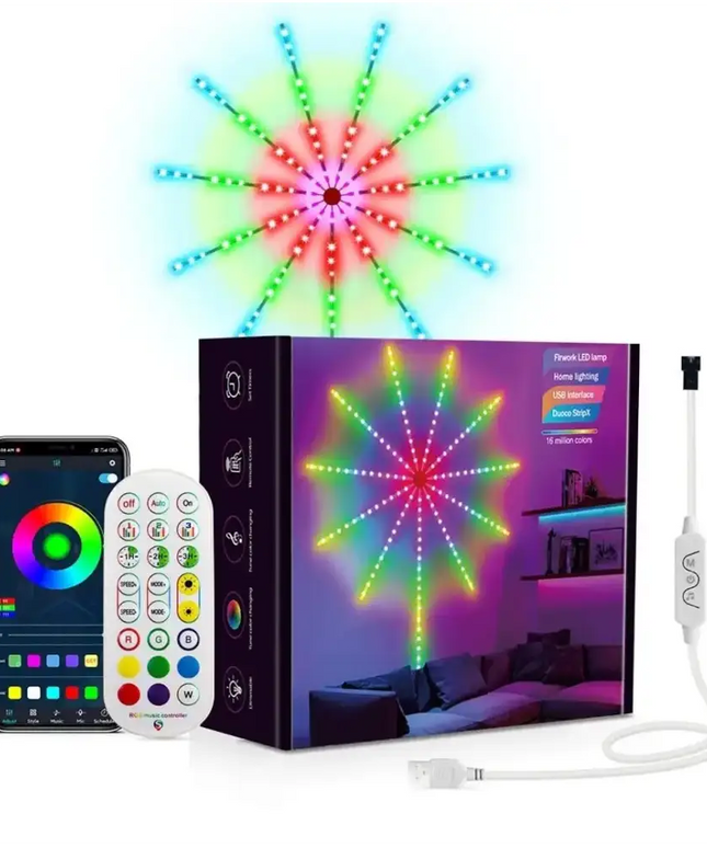 Firework Strip Lights Dream Color RGB Smart Music Sync APP+Remote Control--Dropli