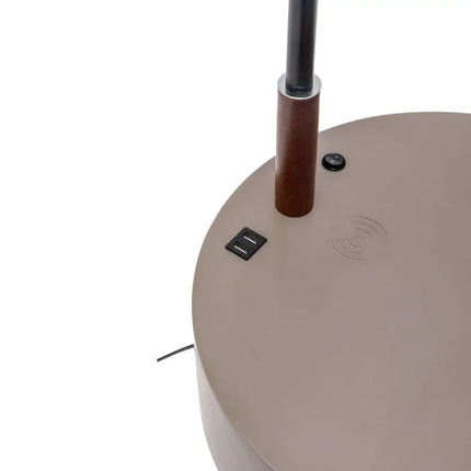 Florence Tripod Lamp Shelf Storage Drawer Bed Side Table Light w/ USB Charger - Home & Garden > Lighting