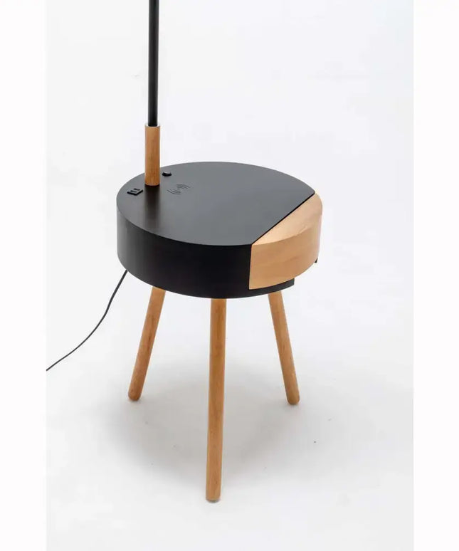 Florence Tripod Lamp Shelf Storage Drawer Bed Side Table Light w/ USB Charger - Home & Garden > Lighting