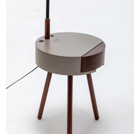 Florence Tripod Lamp Shelf Storage Drawer Bed Side Table Light w/ USB Charger - Home & Garden > Lighting