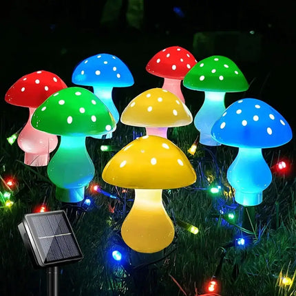 Solar Mushroom Fairy Lights for Outdoor Garden and Holiday Decoration