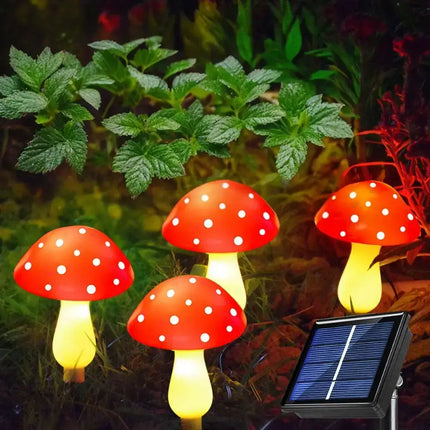 Solar Mushroom Fairy Lights for Outdoor Garden and Holiday Decoration