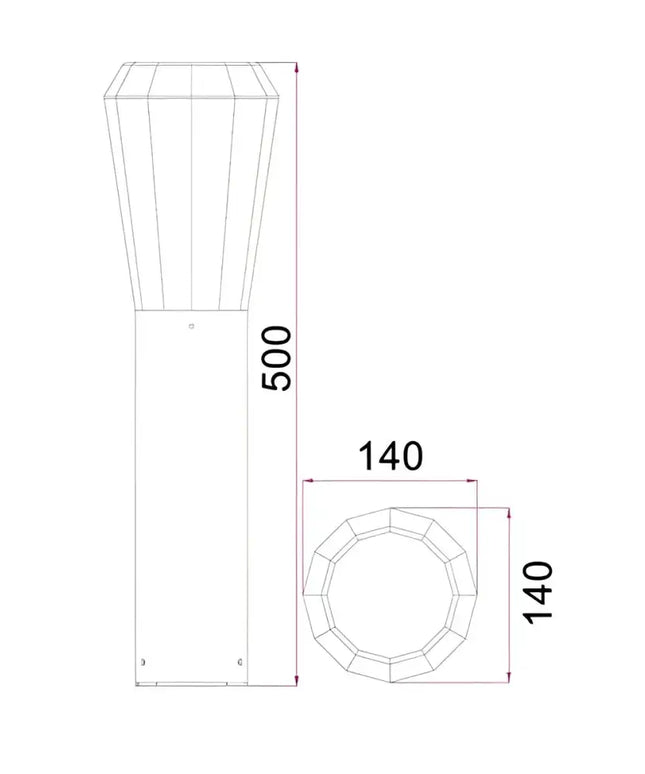 GEB Exterior LED Bollar Dark Grey 13W 3000K IP54 500mm - GEB2-Bollard Lights-CLA Lighting