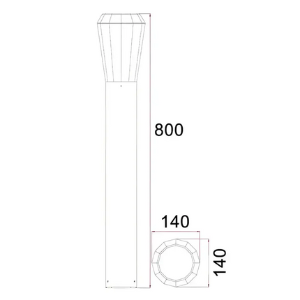 GEB Exterior LED Bollar Dark Grey 13W 3000K IP54 800mm - GEB3-Bollard Lights-CLA Lighting