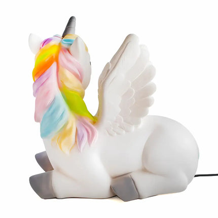 Close-up of the giant unicorn lamp’s elegant features