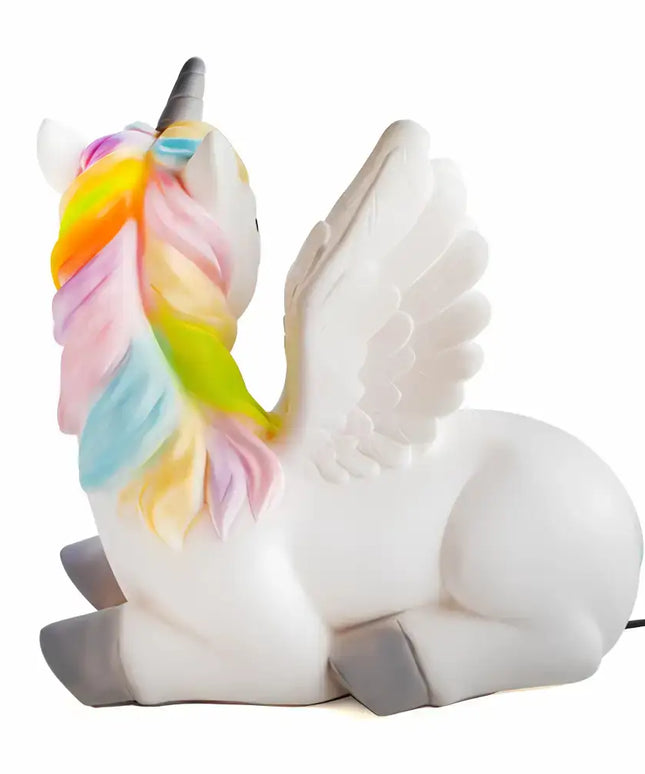 Close-up of the giant unicorn lamp’s elegant features