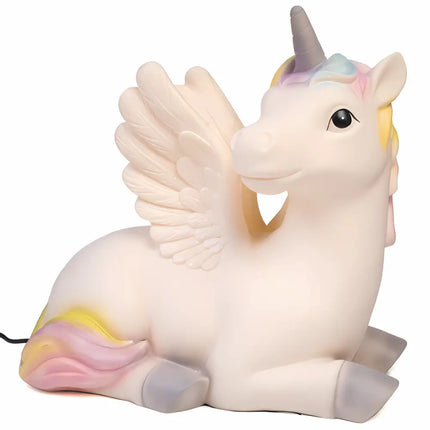 Large unicorn lamp displayed on a decorative tabletop