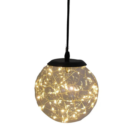 Spherical fairy light pendant in the Glass LED Lighting Pendant Light with timer and hanging lantern design