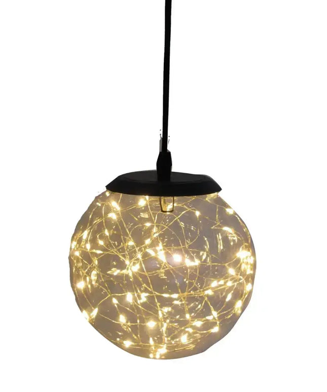 Spherical fairy light pendant in the Glass LED Lighting Pendant Light with timer and hanging lantern design