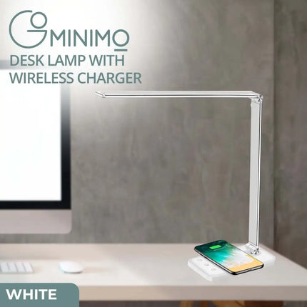 GOMINIMO LED Desk Lamp with Wireless Charger 5 Brightness Levels (White) - Home & Garden > Lighting
