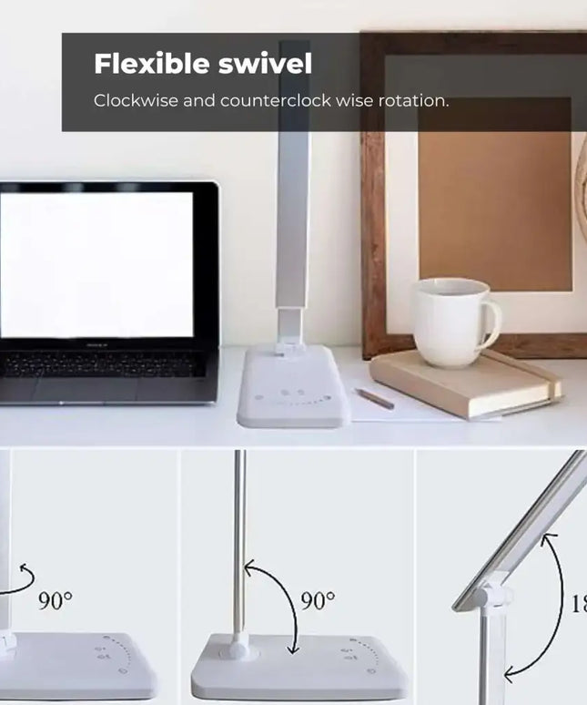 GOMINIMO LED Desk Lamp with Wireless Charger 5 Brightness Levels (White) - Home & Garden > Lighting