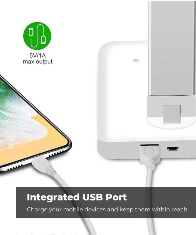 GOMINIMO LED Desk Lamp with Wireless Charger 5 Brightness Levels (White) - Home & Garden > Lighting