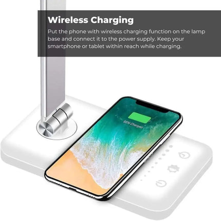 GOMINIMO LED Desk Lamp with Wireless Charger 5 Brightness Levels (White) - Home & Garden > Lighting
