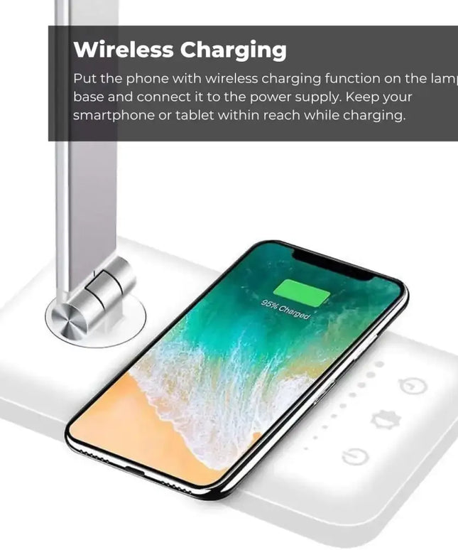 GOMINIMO LED Desk Lamp with Wireless Charger 5 Brightness Levels (White) - Home & Garden > Lighting