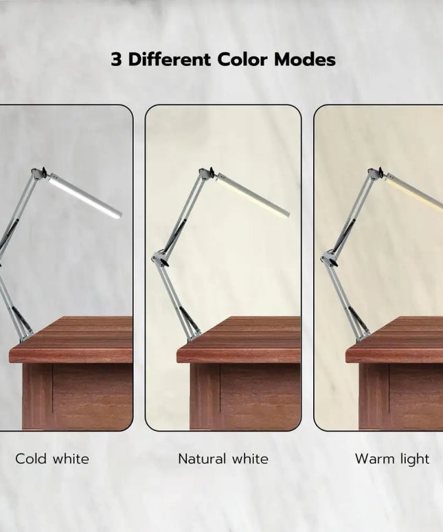 GOMINIMO LED Swing Arm Desk Lamp with Clamp (White) - Home & Garden > Lighting > Night Lights & Ambient Lighting