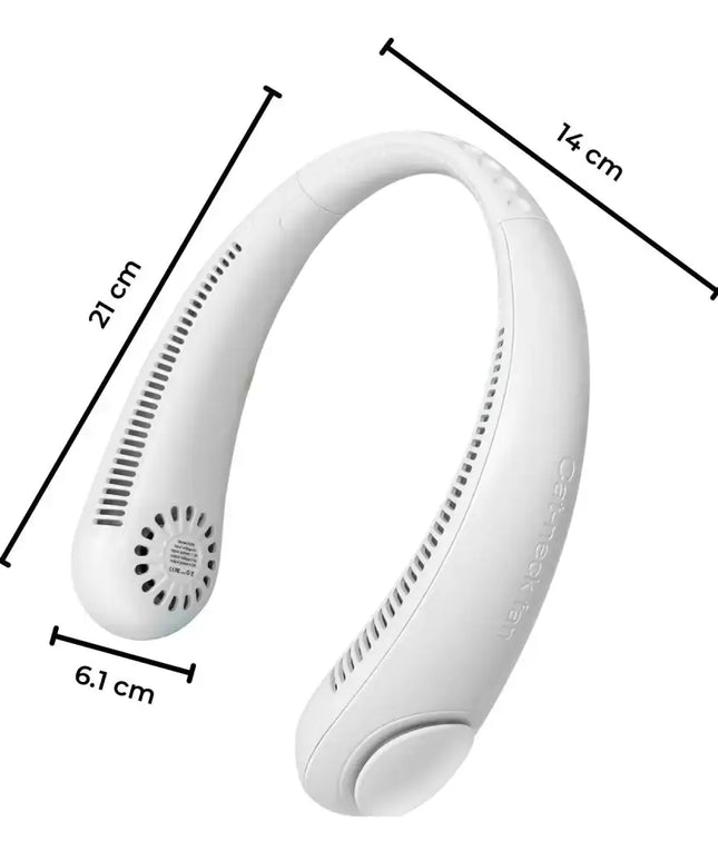 GOMINIMO Rechargeable Portable Bladeless Neck Fan with 3 Speeds and 62 Air Outlet (White) GO-NF-100-HJ - Appliances >