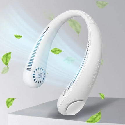 GOMINIMO Rechargeable Portable Bladeless Neck Fan with 3 Speeds and 62 Air Outlet (White) GO-NF-100-HJ - Appliances >