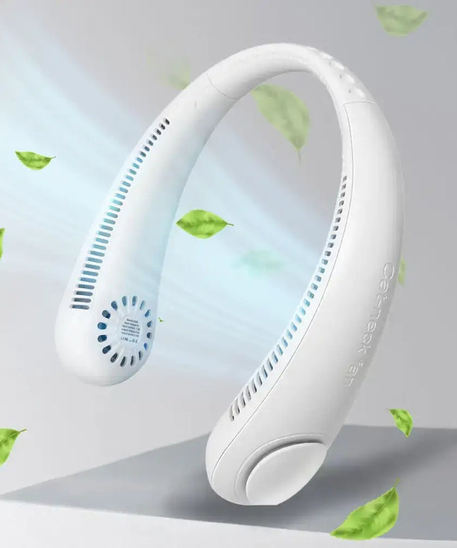 GOMINIMO Rechargeable Portable Bladeless Neck Fan with 3 Speeds and 62 Air Outlet (White) GO-NF-100-HJ - Appliances >