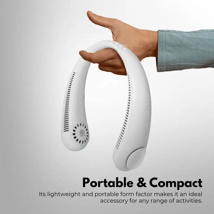GOMINIMO Rechargeable Portable Bladeless Neck Fan with 3 Speeds and 62 Air Outlet (White) GO-NF-100-HJ - Appliances >