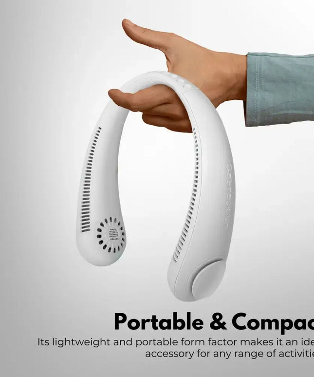 GOMINIMO Rechargeable Portable Bladeless Neck Fan with 3 Speeds and 62 Air Outlet (White) GO-NF-100-HJ - Appliances >