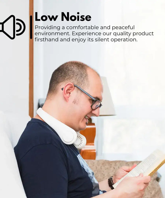 GOMINIMO Rechargeable Portable Bladeless Neck Fan with 3 Speeds and 62 Air Outlet (White) GO-NF-100-HJ - Appliances >