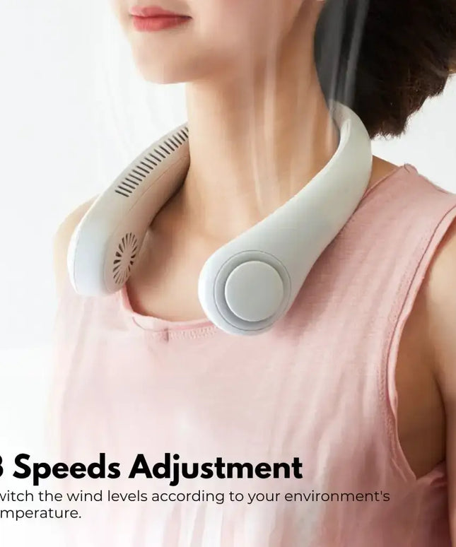 GOMINIMO Rechargeable Portable Bladeless Neck Fan with 3 Speeds and 62 Air Outlet (White) GO-NF-100-HJ - Appliances >
