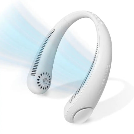 GOMINIMO Rechargeable Portable Bladeless Neck Fan with 3 Speeds and 62 Air Outlet (White) GO-NF-100-HJ - Appliances >