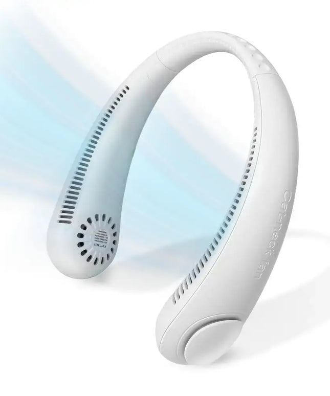 GOMINIMO Rechargeable Portable Bladeless Neck Fan with 3 Speeds and 62 Air Outlet (White) GO-NF-100-HJ - Appliances >