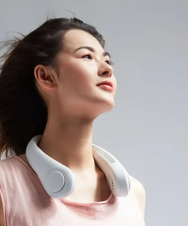 GOMINIMO Rechargeable Portable Bladeless Neck Fan with 3 Speeds and 62 Air Outlet (White) GO-NF-100-HJ - Appliances >