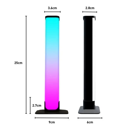 Two GOMINIMO Smart LED RGB Flow Light Bars with dimensions displayed