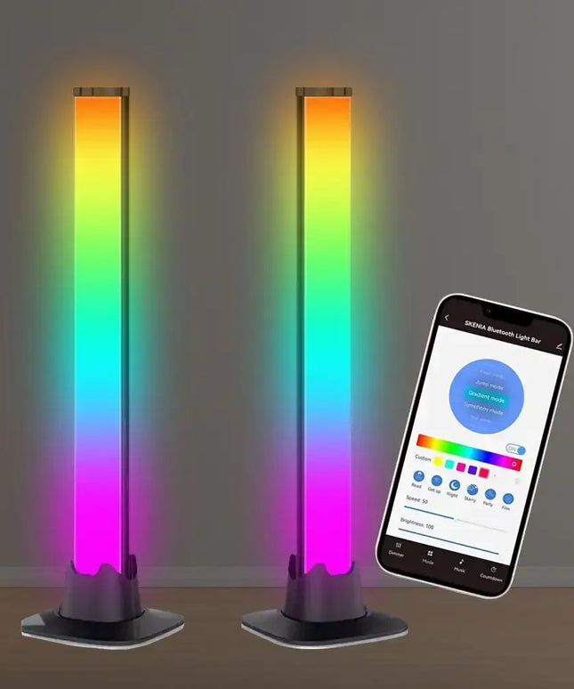 GOMINIMO Smart LED RGB Flow Light Bars 2pcs with smartphone control and color-changing features