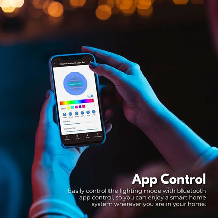 Smartphone showcasing lighting control app for GOMINIMO Smart LED RGB Flow Light Bars 2pcs