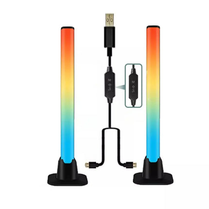 Two GOMINIMO Smart LED RGB Flow Light Bars with USB power showcasing color-changing effects