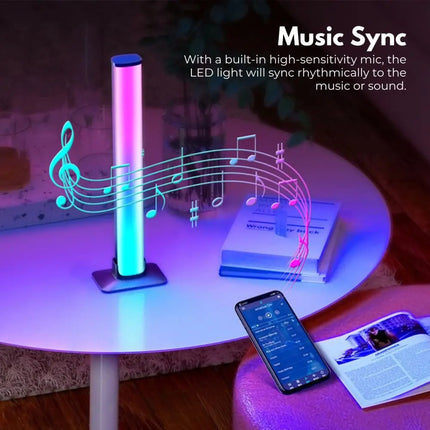 GOMINIMO Smart LED RGB Flow Light Bars 2pcs displaying color-changing lights with music sync