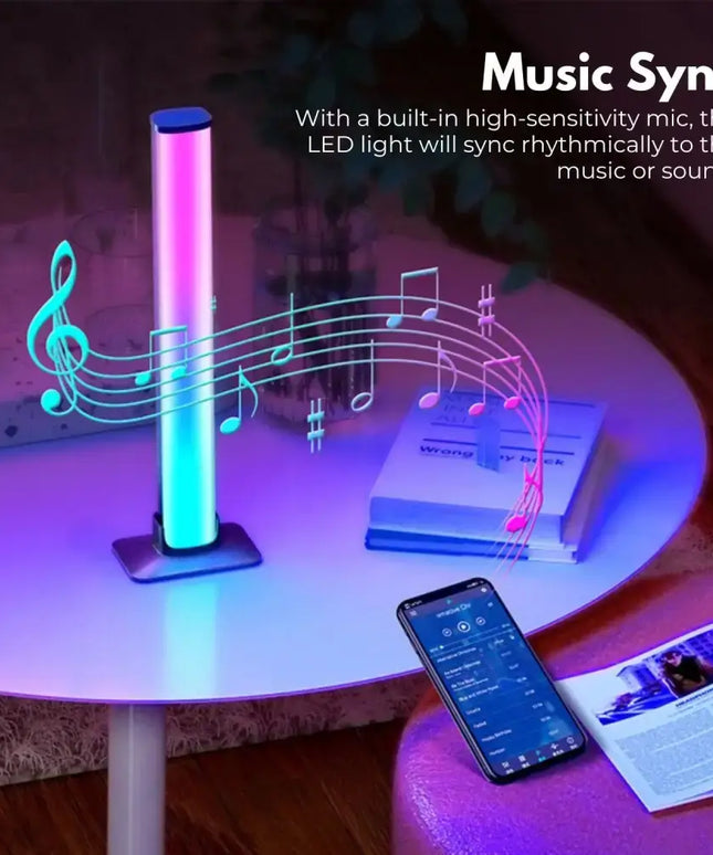 GOMINIMO Smart LED RGB Flow Light Bars 2pcs displaying color-changing lights with music sync