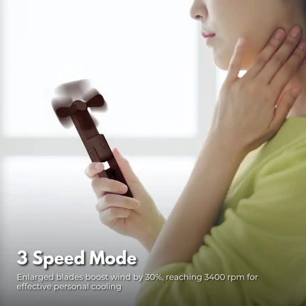 GOMINIMO USB Rechargeable Portable Handheld Fan with 3 Speed(Brown) GO-HF-102-XHT - Appliances > Fans