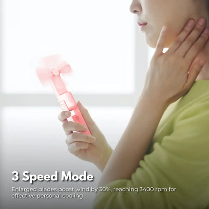 GOMINIMO USB Rechargeable Portable Handheld Fan with 3 Speed(Pink) GO-HF-101-XHT - Appliances > Fans